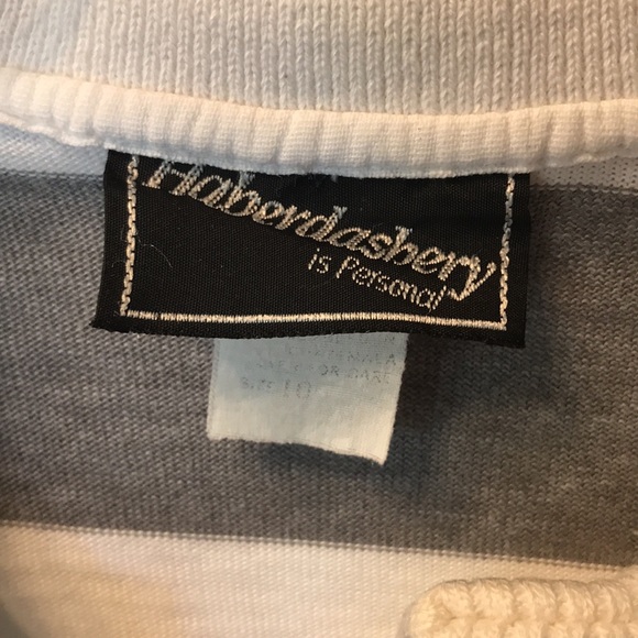 Collared Top with Gray and White Stripes | By Haberdashery  | Size 10 - Picture 2 of 5